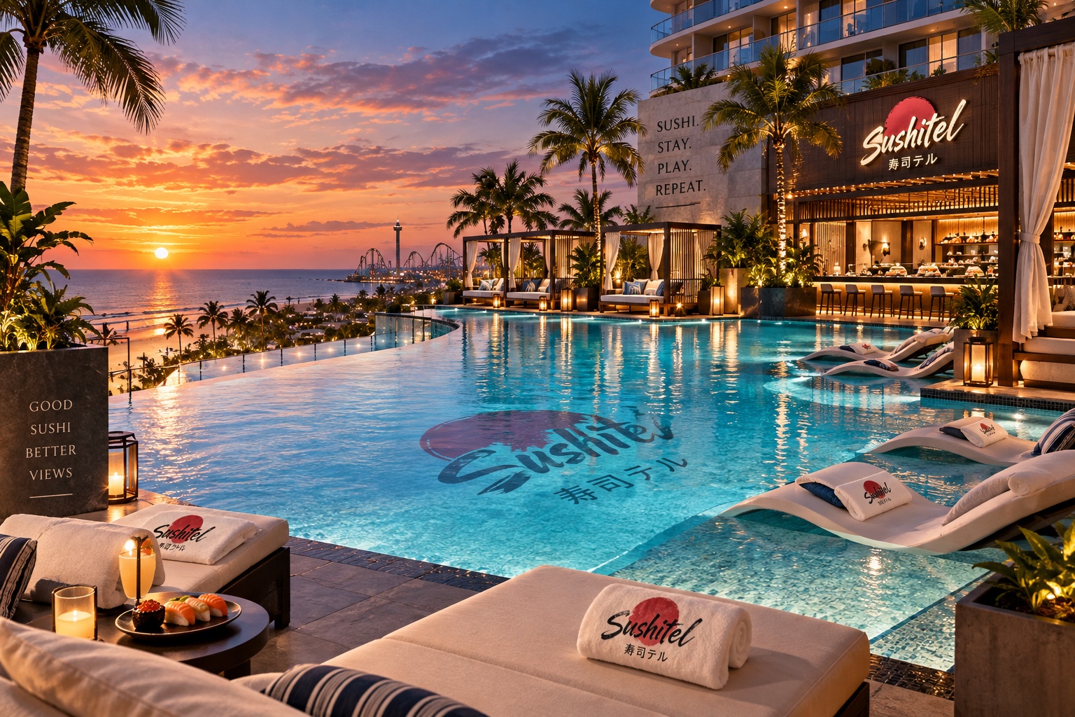 Sushitel rooftop infinity pool overlooking the ocean